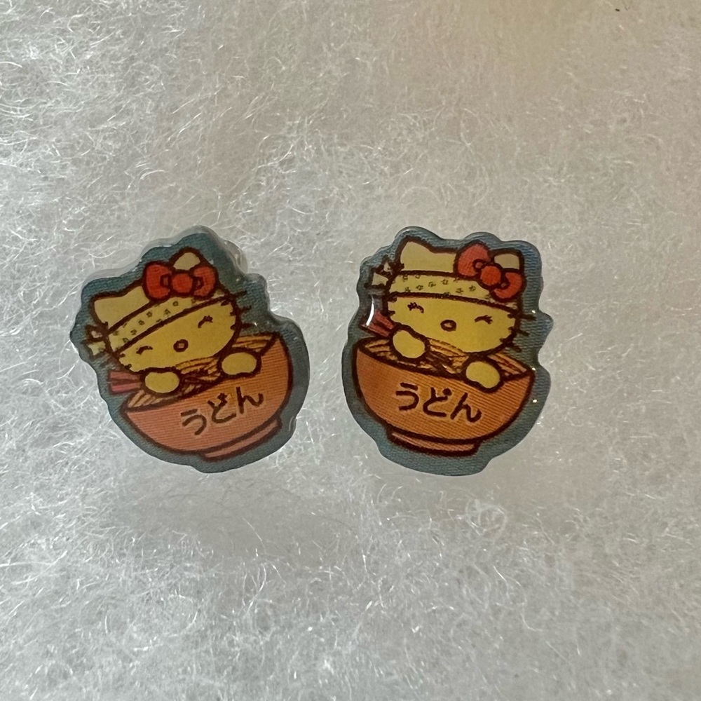 Vintage Sanrio Hello Kitty Ramen Stud Earrings
